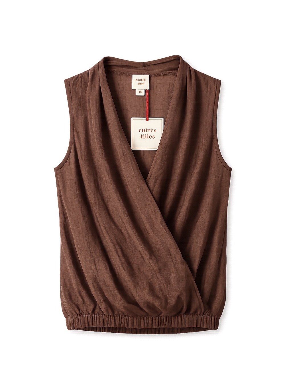 Autres Filles NWT Brown Sleeveless Draped Surplice Top S
